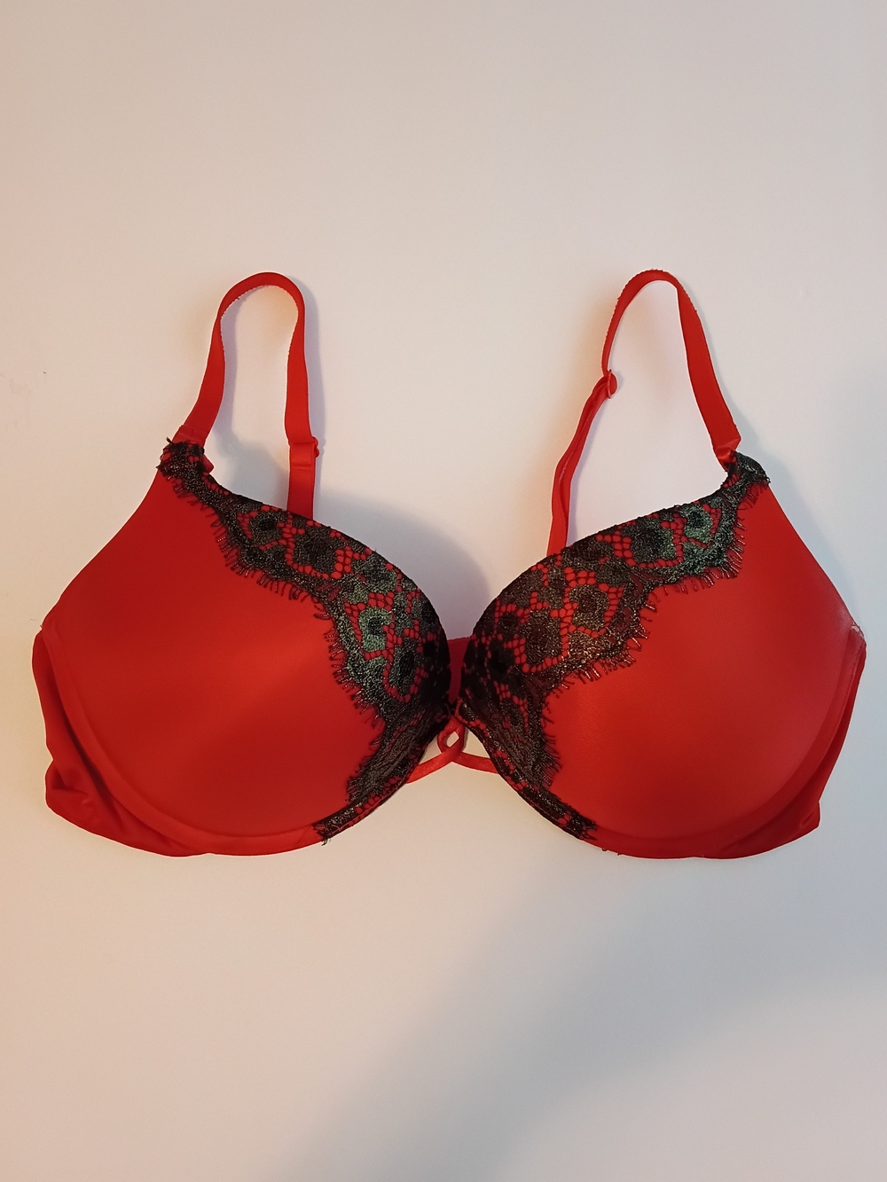 Victoria's Secret Red Bra with Black Lace Trim